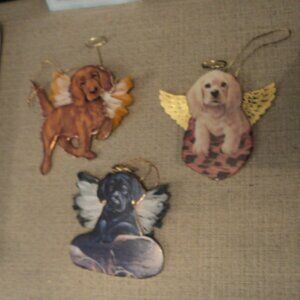porcelain angel puppy ornaments~ lot of 3